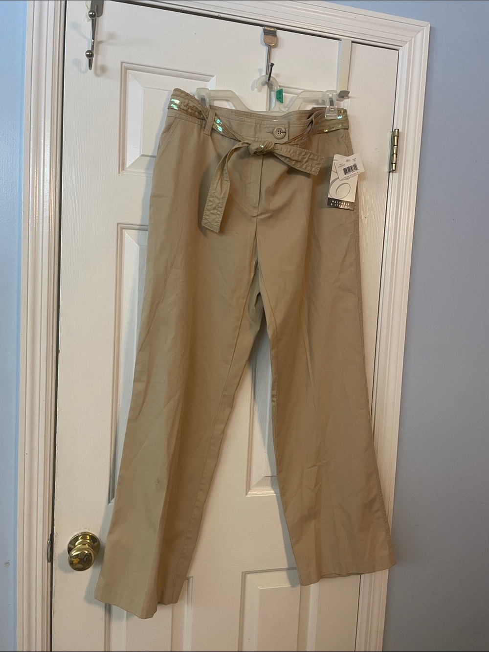 Emma James Women's Tan Tie-Waist Trousers